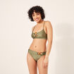 Haut de maillot brassière avec anneaux vert kaki femme