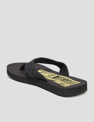 Tongs brides en jean jaune homme