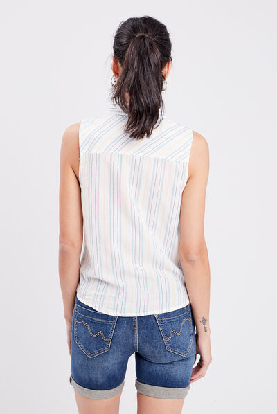 Chemise sans manches bleu femme