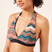 Haut de maillot de bain forme triangle multicolore femme