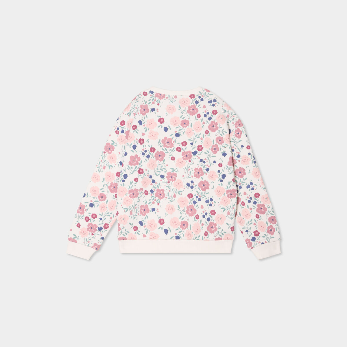 Sweat col rond manches longues beige fille