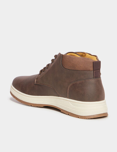 Baskets montantes &agrave; lacets marron homme