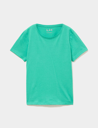 T-shirt manches courtes en coton vert menthe fille