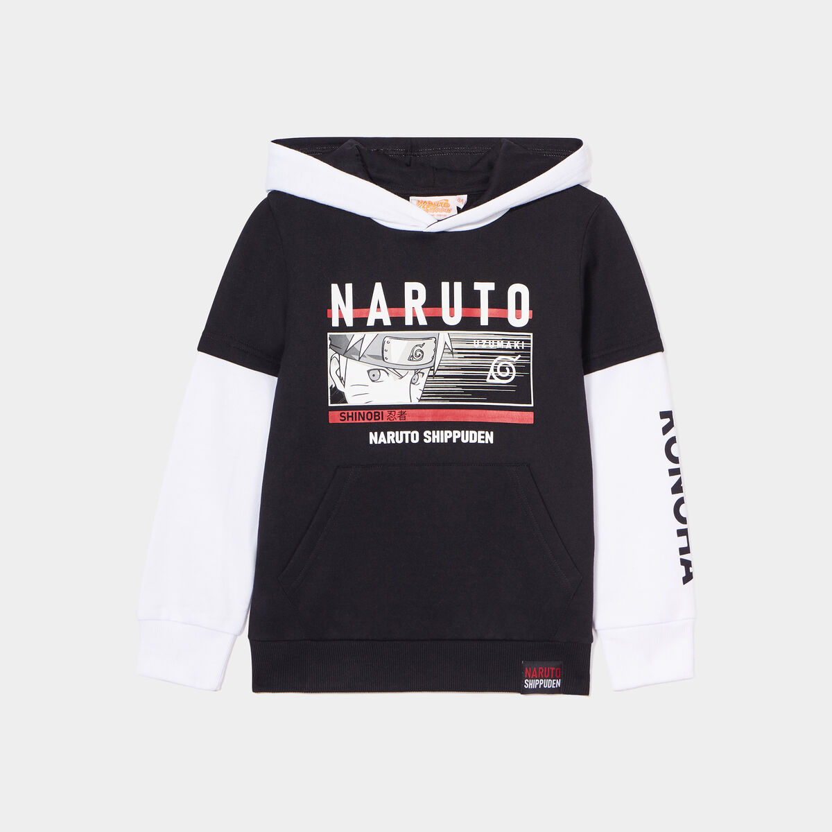 Sweat à capuche hoodie 2-en-1 Naruto noir garçon
