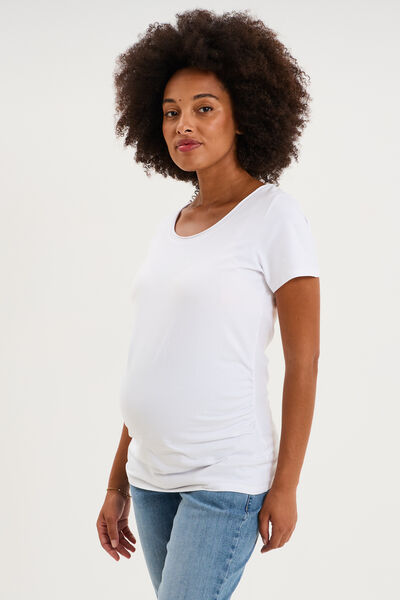 T-shirt grossesse manches courtes coton blanc femme maternit&eacute;