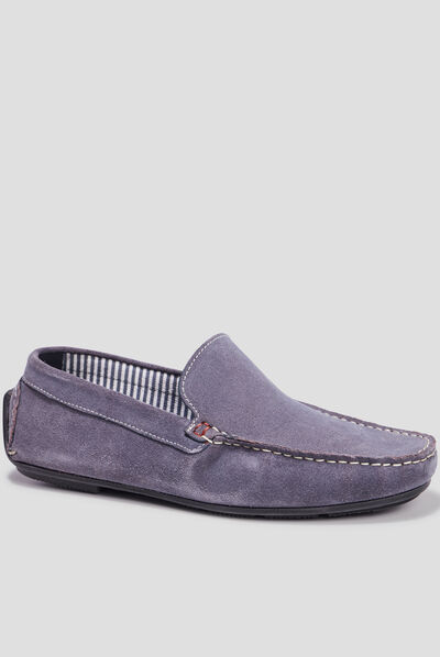 Mocassins en cuir bleu homme