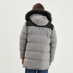 Doudoune mi-longue à capuche fourrure gris homme