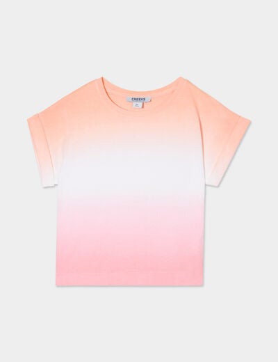 T-shirt col rond manches courtes coton multicolore fille