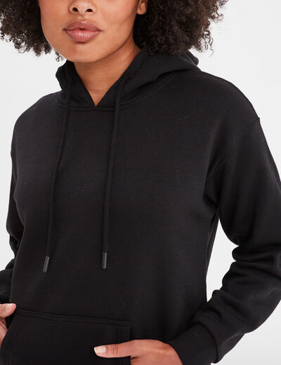 Sweat hoodie molleton à capuche noir femme