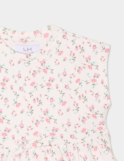Robe patineuse manches courtes ecru bébé fille