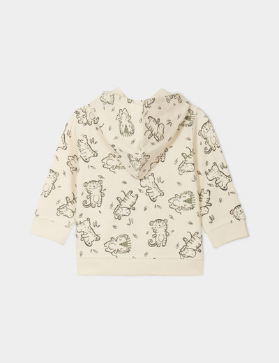 Sweat zippé à capuche coton ecru bébé garçon