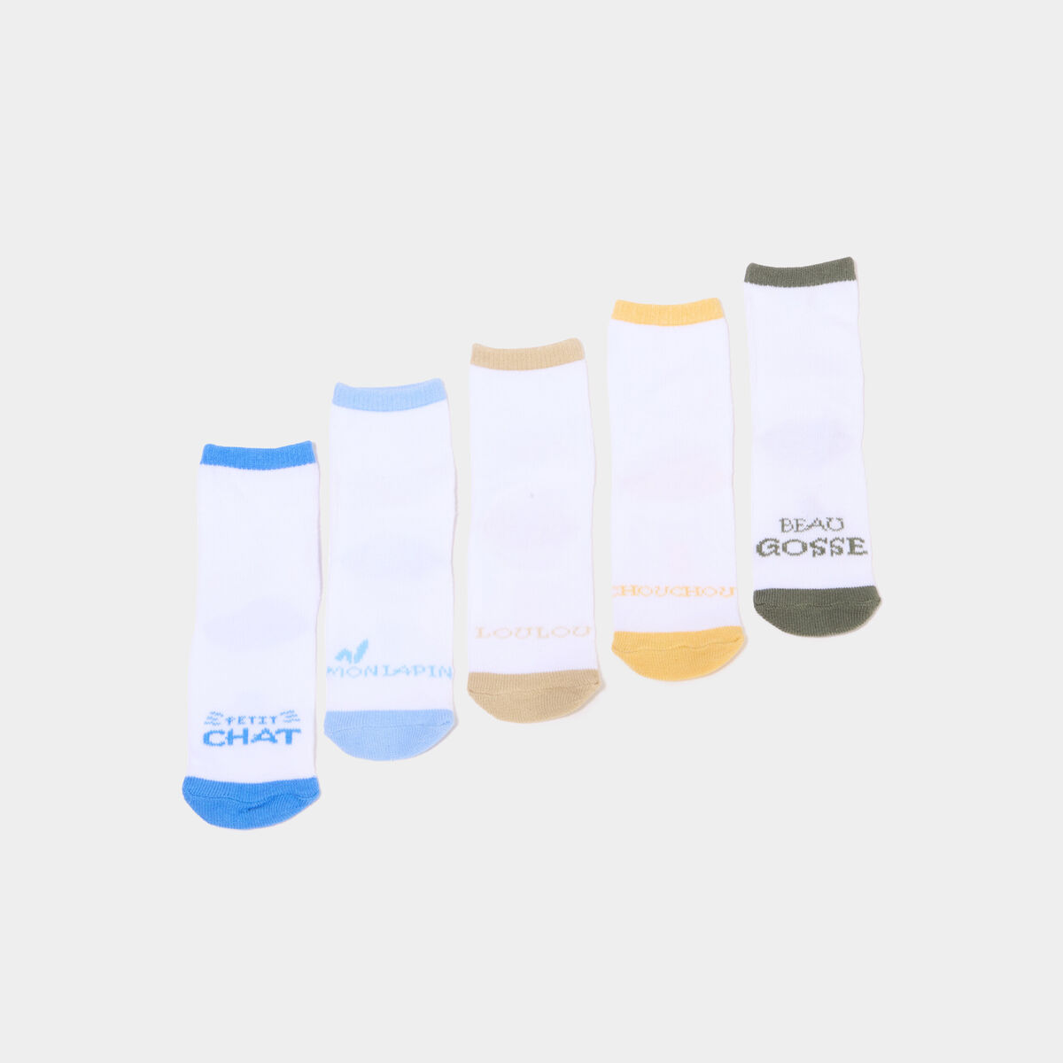 Lot 5 paires chaussettes blanc b&eacute;b&eacute; gar&ccedil;on