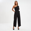 Combinaison pantalon col asym&eacute;trique noir femme