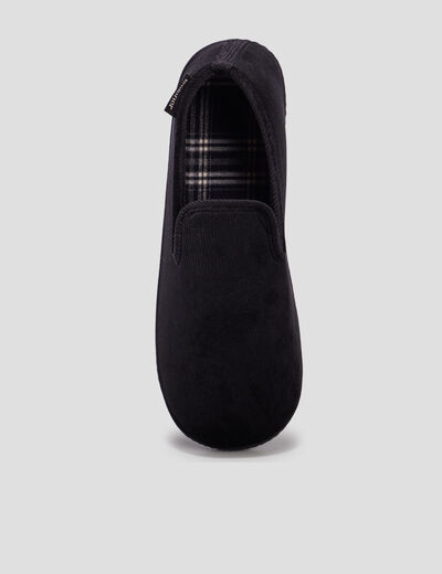 Pantoufles fourr&eacute;es bout rond noir homme