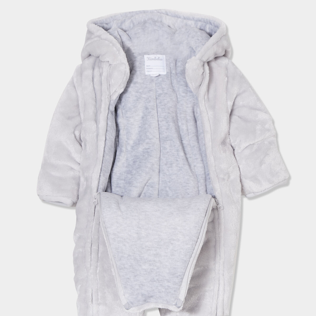 Combinaison pilote effet velours à zip gris bébé garçon