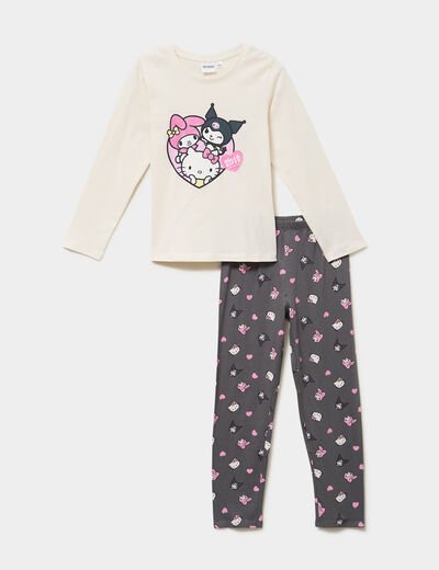 Ensemble pyjama pantalon Hello Kitty blanc fille