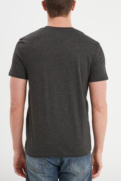T-shirt droit col V gris foncé homme