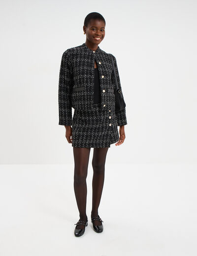 Veste tweed boutonn&eacute;e ecru femme