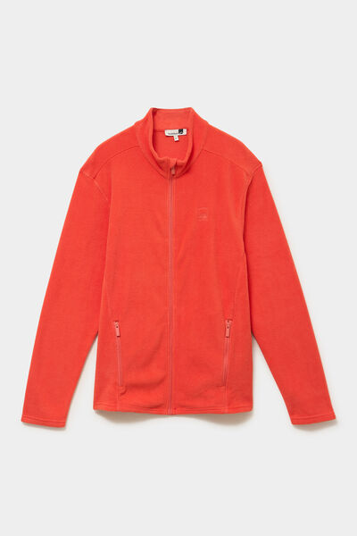 Veste polaire zipp&eacute; col montant rouge homme