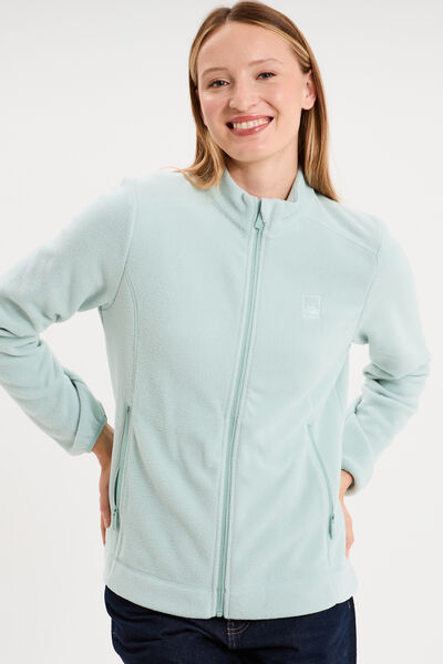Veste polaire zipp&eacute; manches longues bleu gris femme