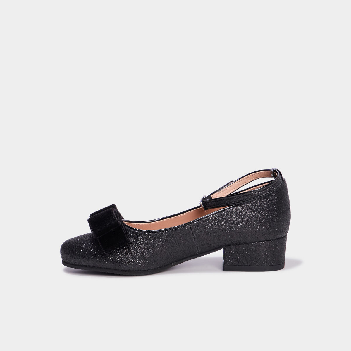 Babies &agrave; talons paillet&eacute;es avec noeuds noir fille