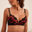Soutien-gorge push-up dentelle padd&eacute; rouge femme