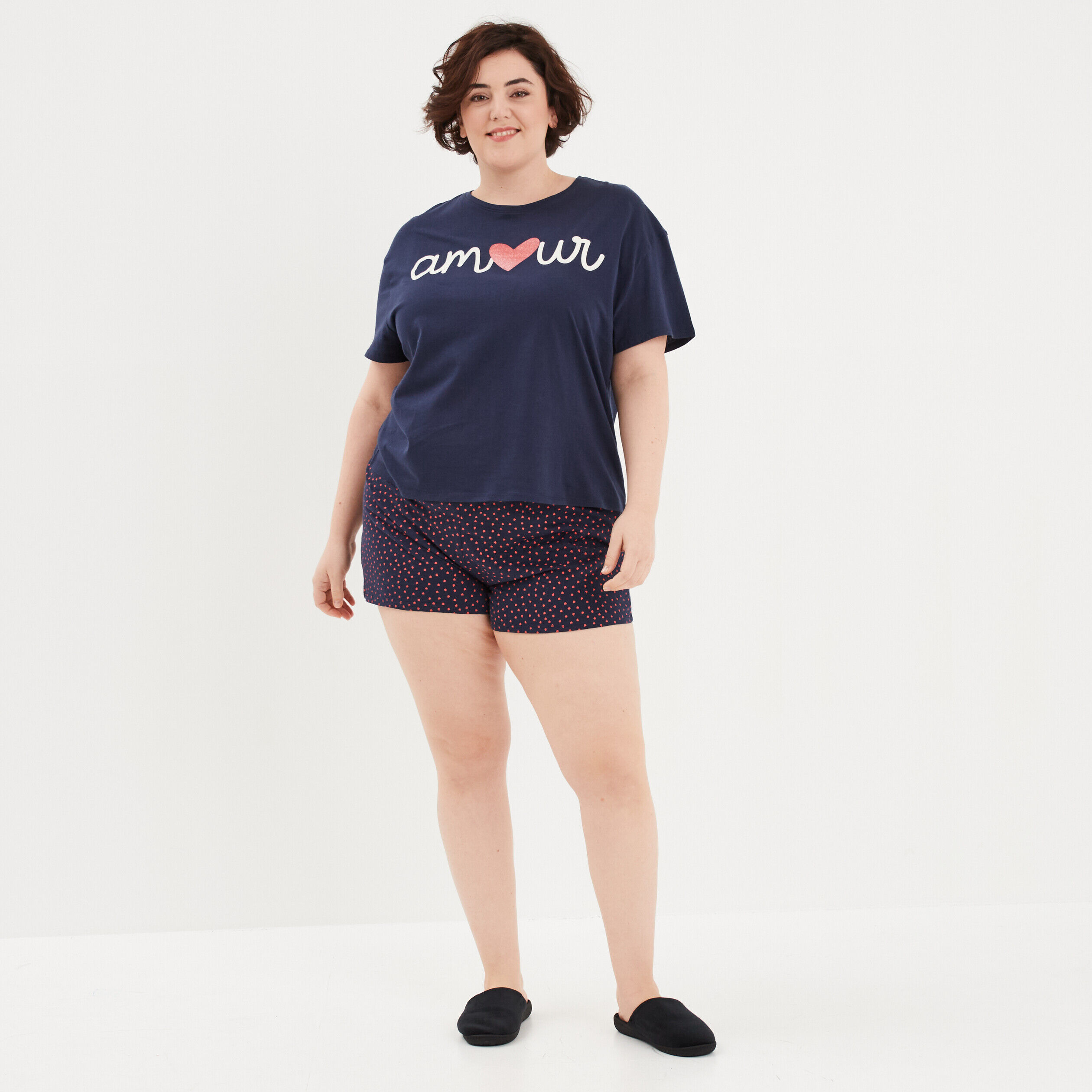 Ensemble pyjama short 2 pièces Modavista bleu marine femme grande taille MODAVISTA