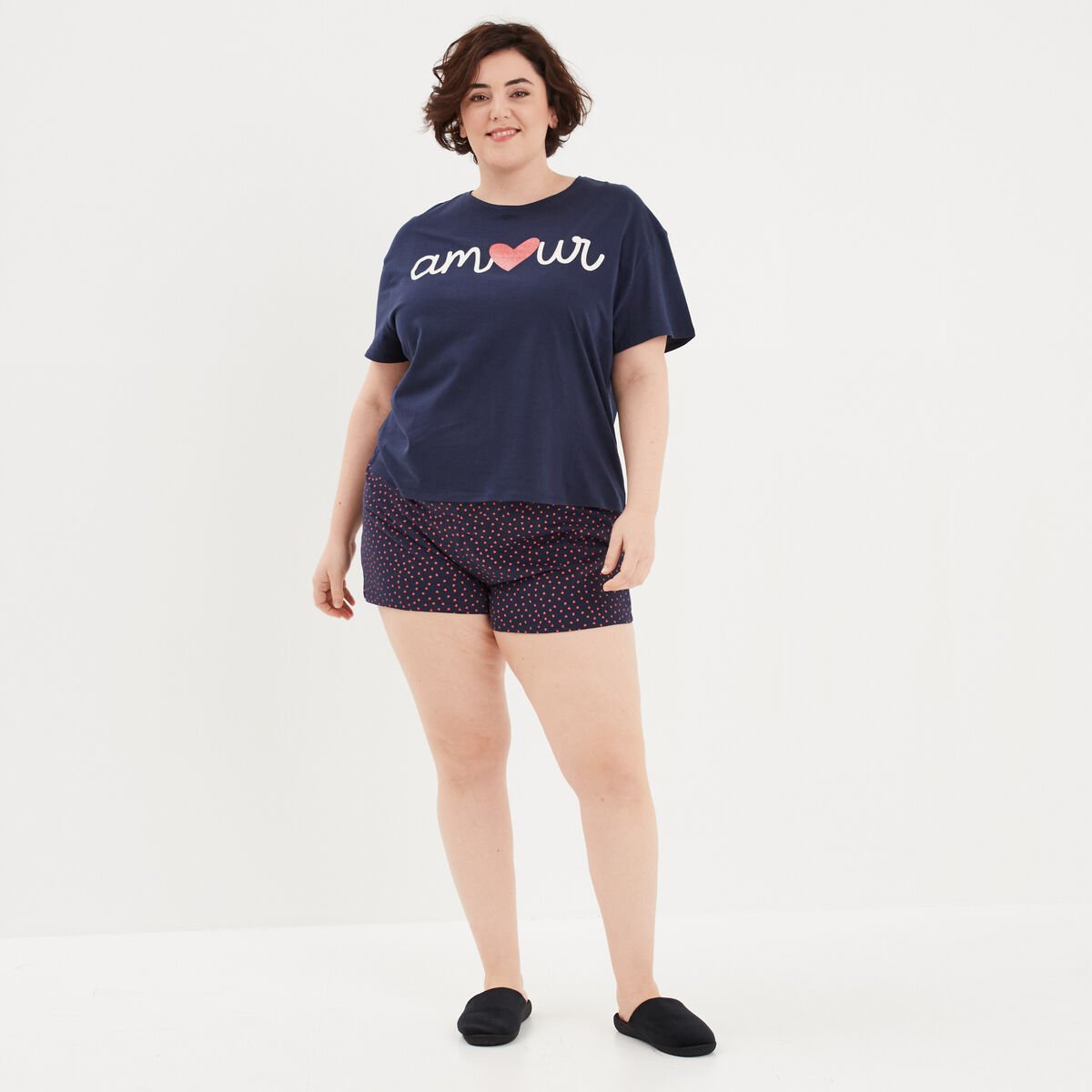 Ensemble pyjama short 2 pièces Modavista bleu marine femme grande taille