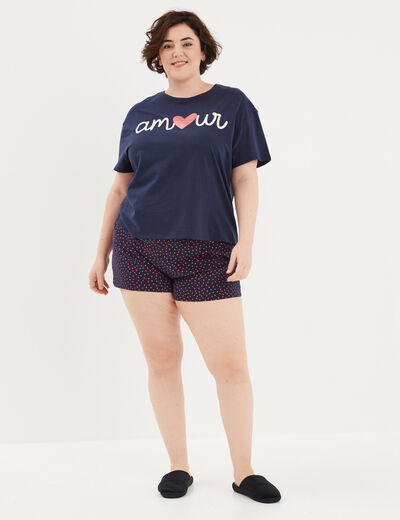 Ensemble pyjama short 2 pièces Modavista bleu marine femme grande taille