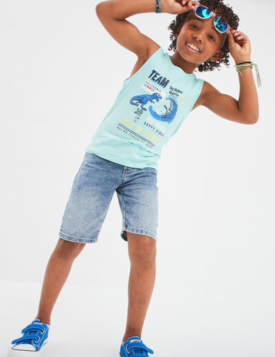 Bermuda droit en jean denim bleach garçon