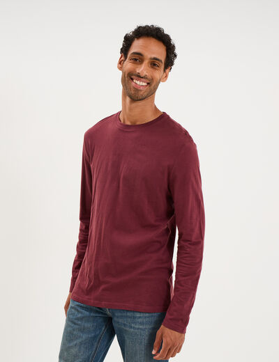 T-shirt manches longues prune homme
