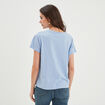 T-shirt col rond manches courtes coton bleu clair femme