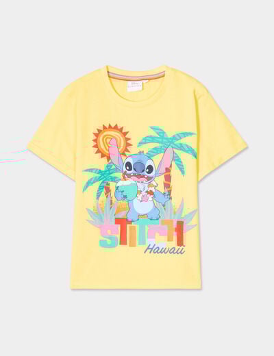 T-shirt manches courtes coton Stitch jaune fille