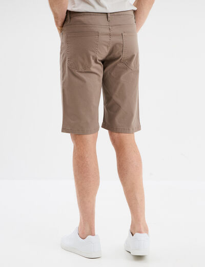 Bermuda droit stretch 5 poches coton taupe homme
