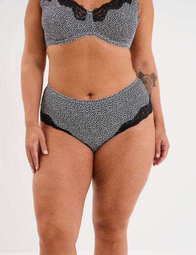 Shorty microfibre empi&egrave;cements dentelle noir femme grande taille