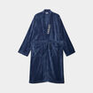Peignoir effet velours ceintur&eacute; bleu marine homme