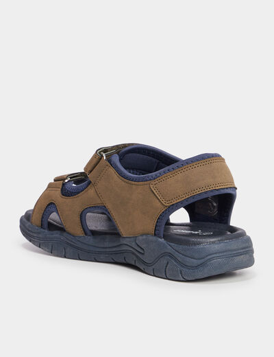 Sandales avec scratchs Trappeur vert kaki garçon