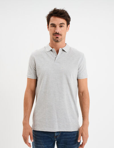 Polo en coton manches courtes gris homme