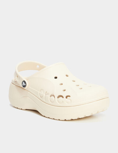 Sabots compens&eacute;es Crocs marron clair femme