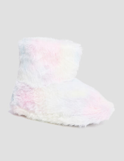 Chaussons fausse fourrure tie and dye multicolore fille
