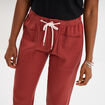 Pantalon droit taille élastiquée rouge foncé femme