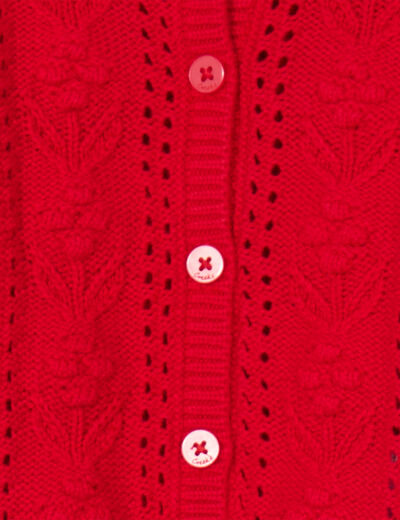 Gilet boutonné ajouré Creeks rouge bébé fille