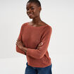 Pull droit col rond manches longues vieux rose femme