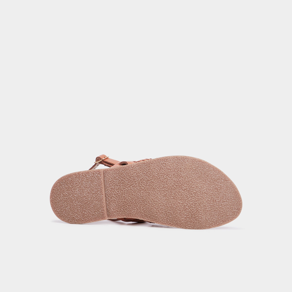 Sandales brides tress&eacute;es en cuir marron femme