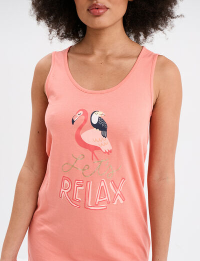 Chemise de nuit sans manches coton vieux rose femme