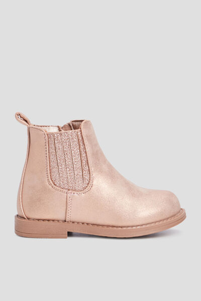 Bottines chelsea zippées rose bébé fille