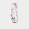 Tennis basses &agrave; lacets gris argent femme