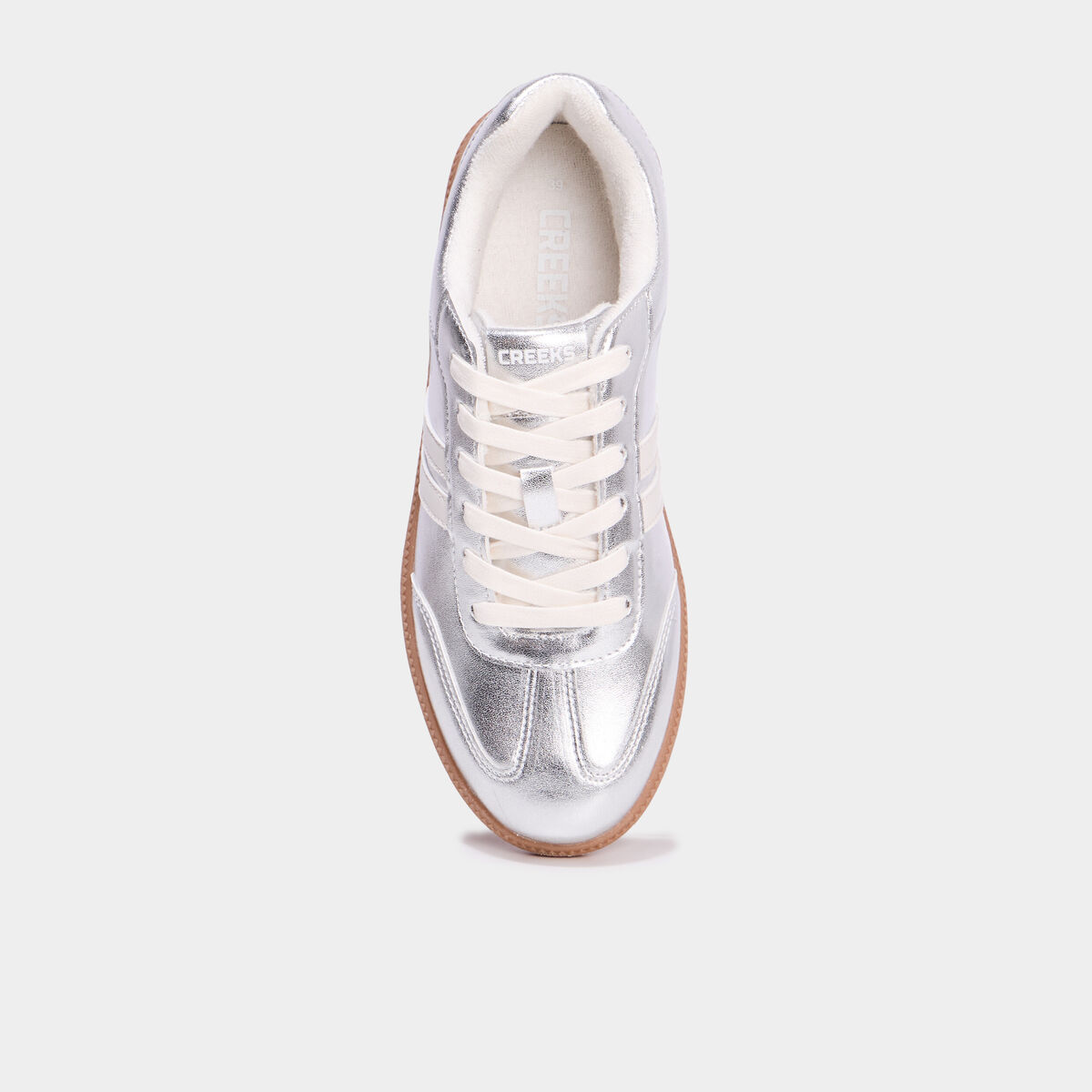 Tennis basses &agrave; lacets gris argent femme
