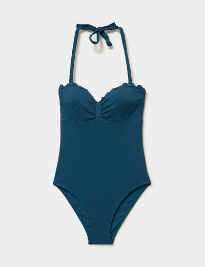 Maillot de bain une pi&egrave;ce dos nu bleu p&eacute;trole femme