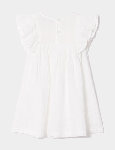 Ensemble robe et culotte gaze de coton blanc bébé fille